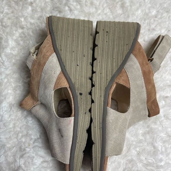 Sachs London Bastian khaki and tan wedge ankle strap sandals size 8 - Picture 7 of 12